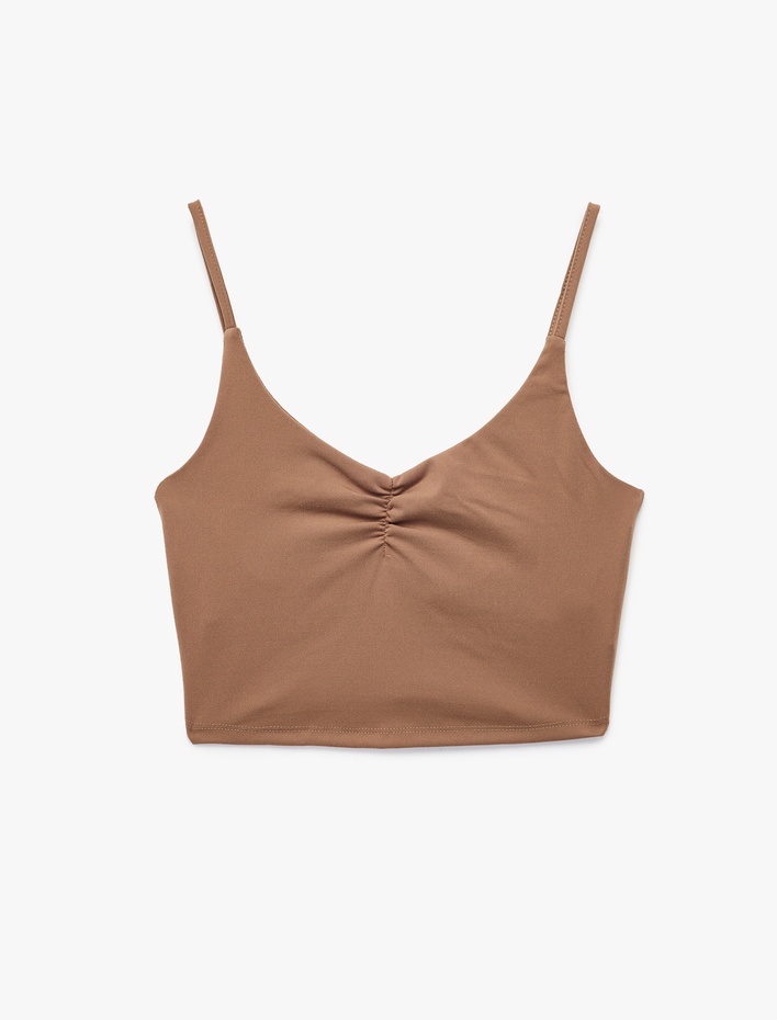  Kolsuz U Yaka Büzgülü Sporcu Sütyeni