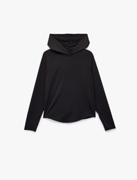 Uzun Kollu Kapüşonlu Oversize Spor Sweatshirt