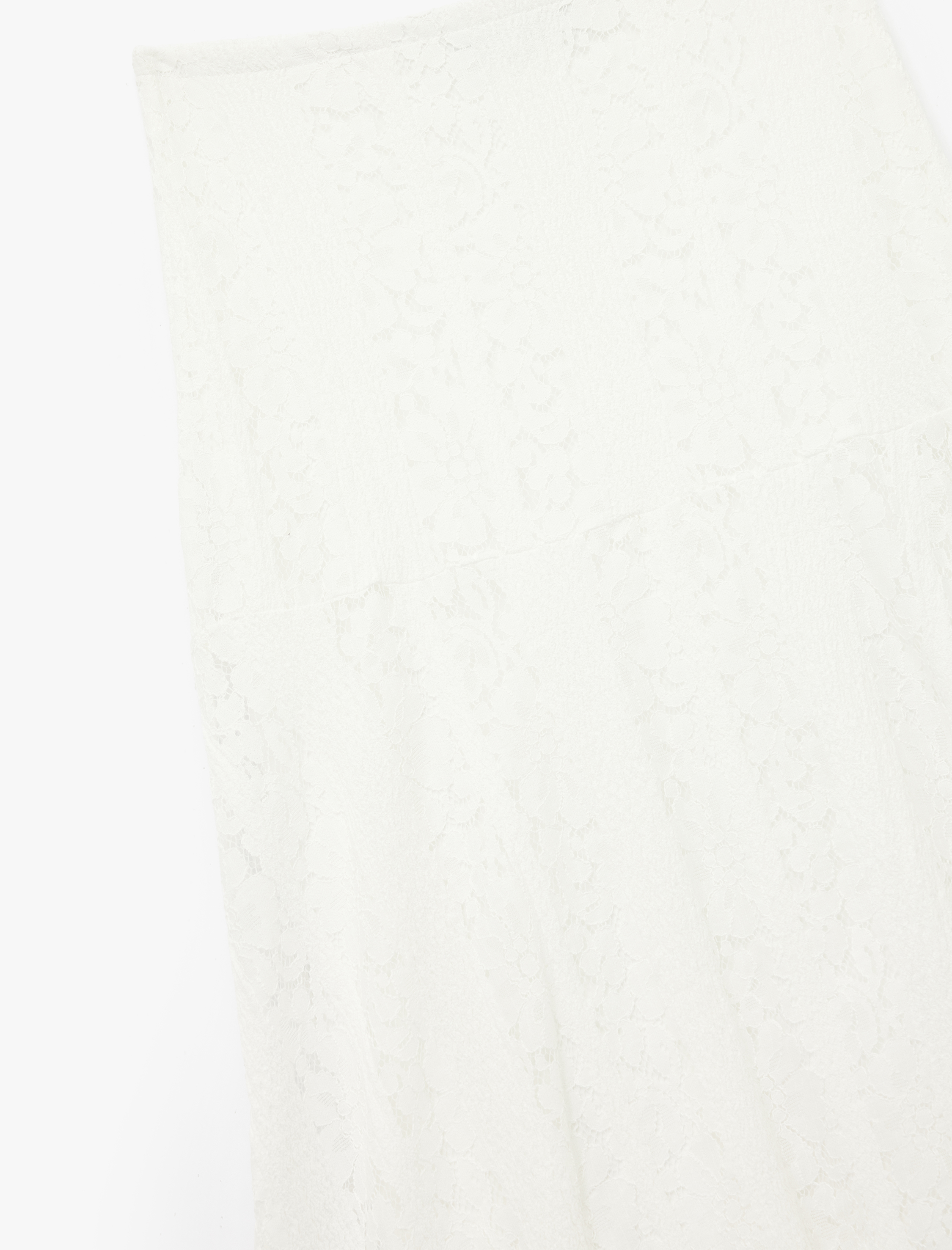   Asimetrik Yüksek Bel Pamuk Karışımlı Dantel Midi Etek