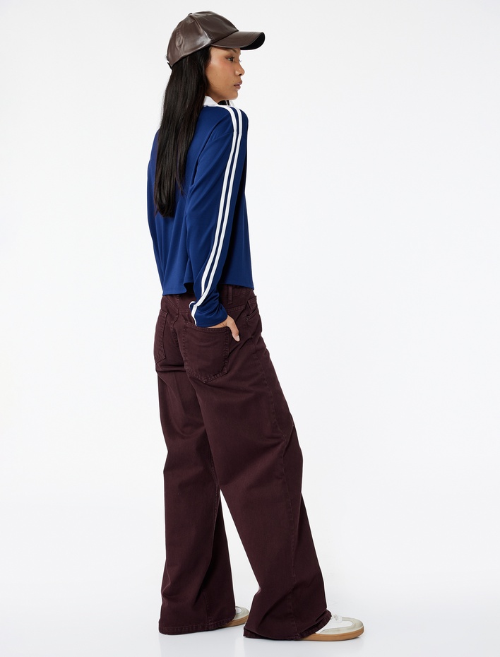  Pamuklu Bol Kesim Geniş Paça Jean Pantolon - Loose Straight Fit Jean