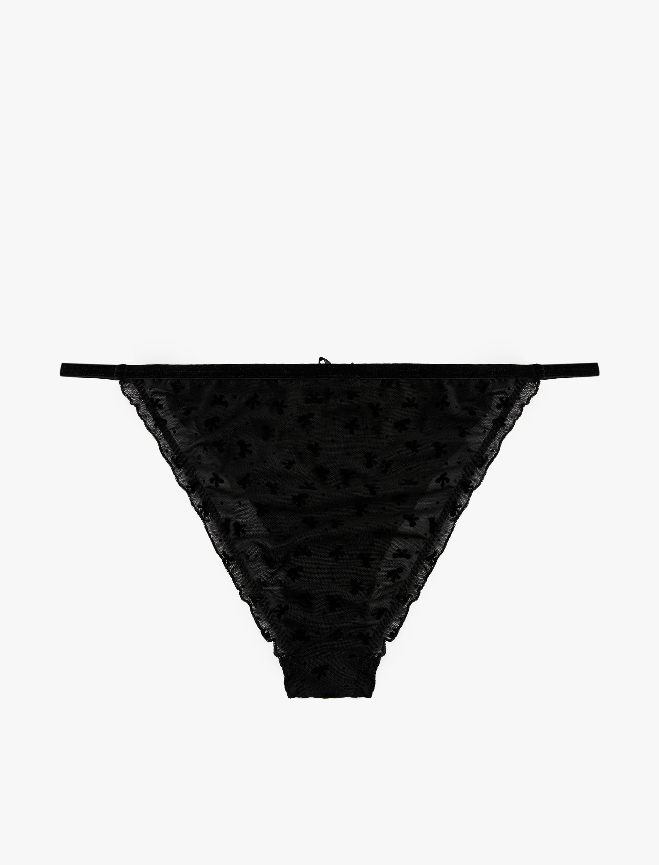 Fırfır Detaylı Yanları İpli Tül Brazilian Külot