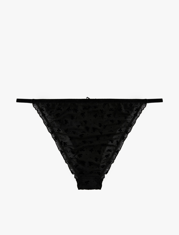  Fırfır Detaylı Yanları İpli Tül Brazilian Külot