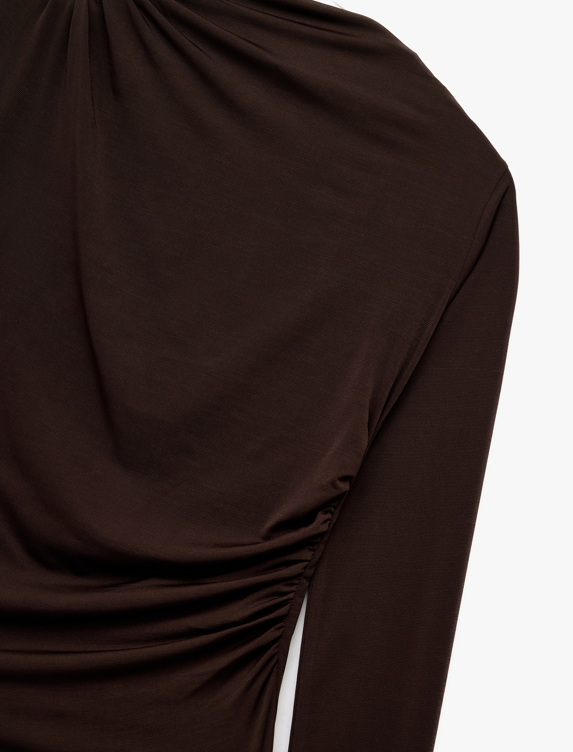   Drape Detaylı Dar Kesim Uzun Kollu Tişört