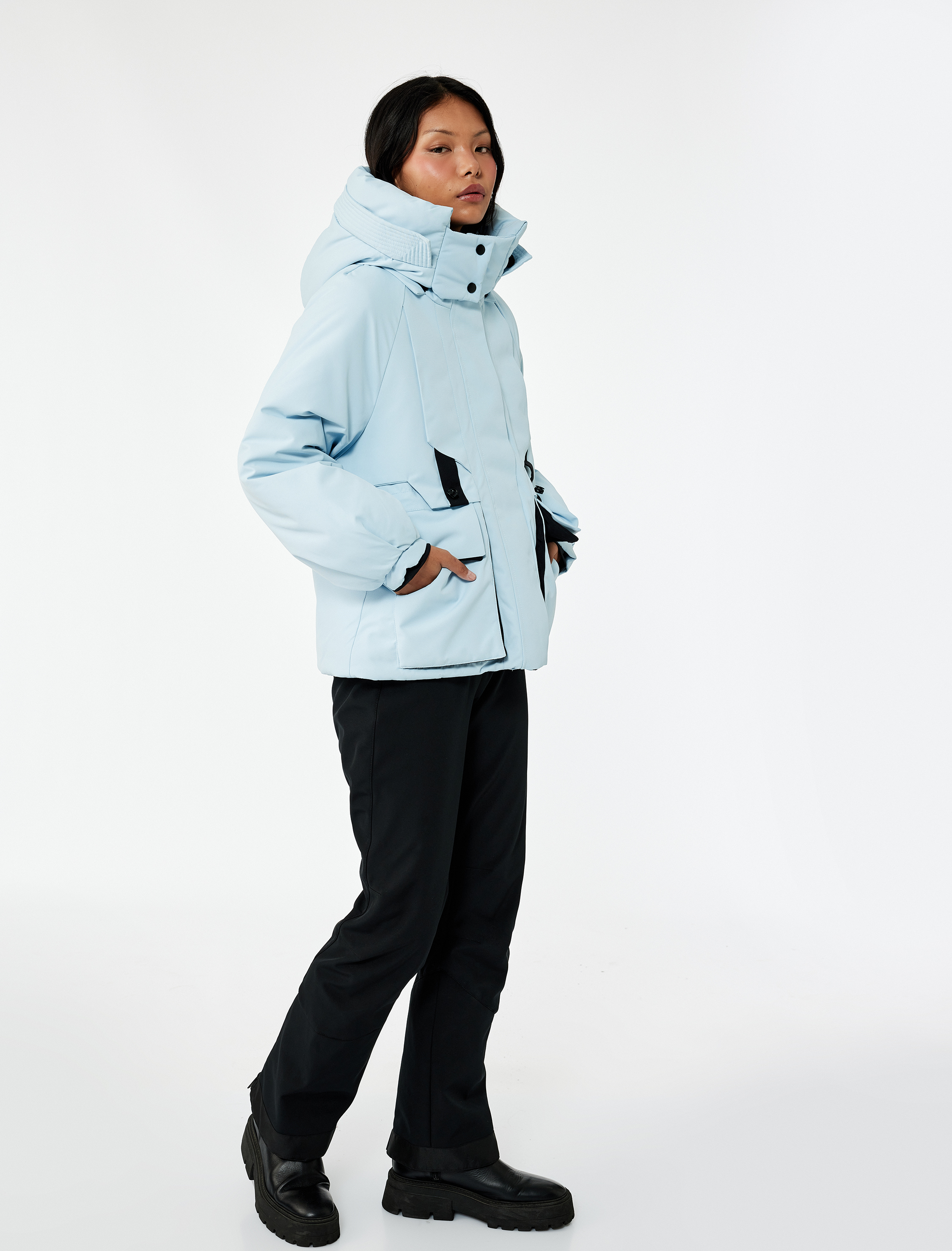   Çıkarılabilir Kapüşonlu Cep Detaylı Su Geçirmez Oversize Uzun Anorak Mont