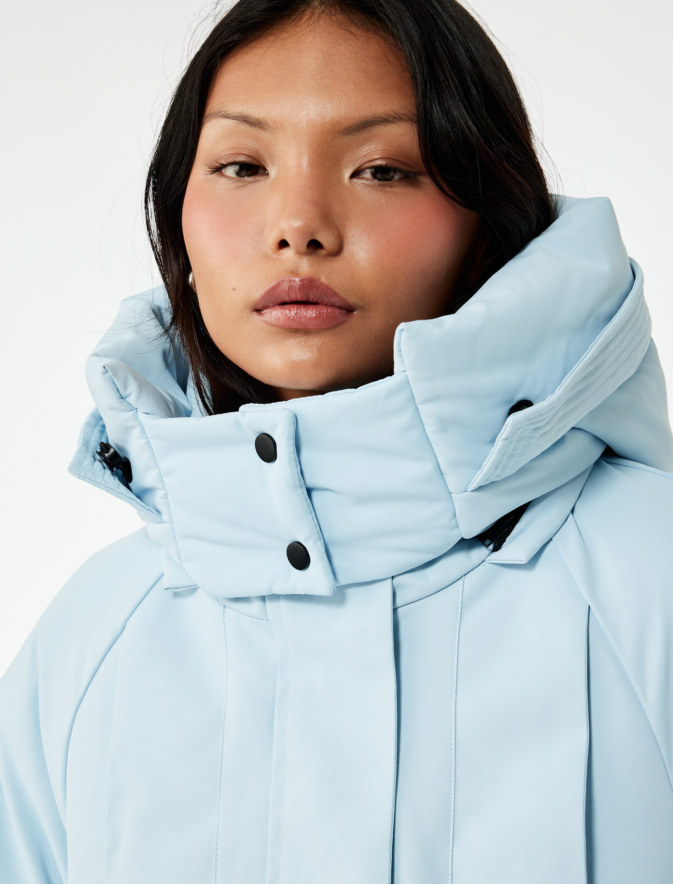   Çıkarılabilir Kapüşonlu Cep Detaylı Su Geçirmez Oversize Uzun Anorak Mont