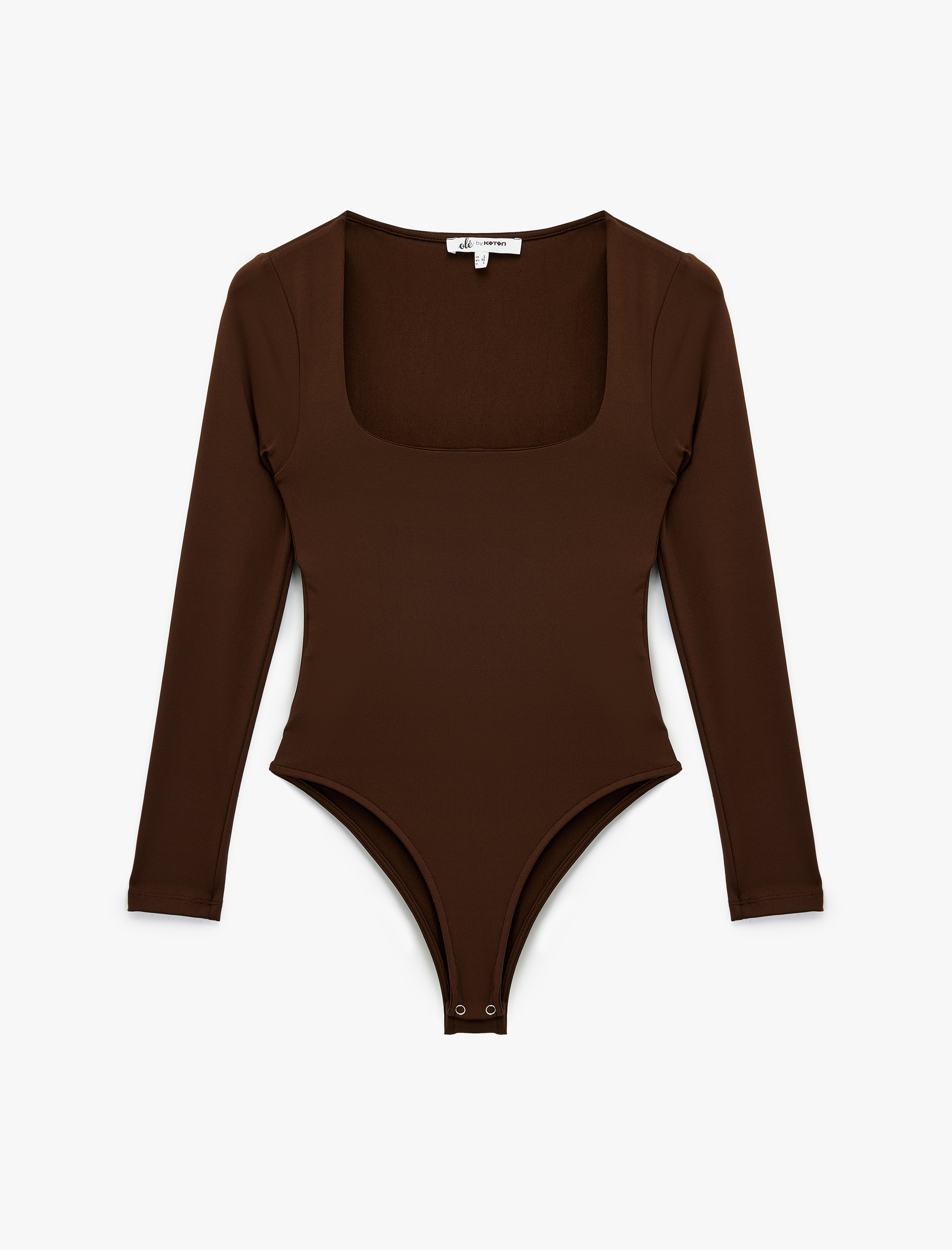 Kare Yaka Uzun Kollu Slim Fit Çıtçıtlı Body