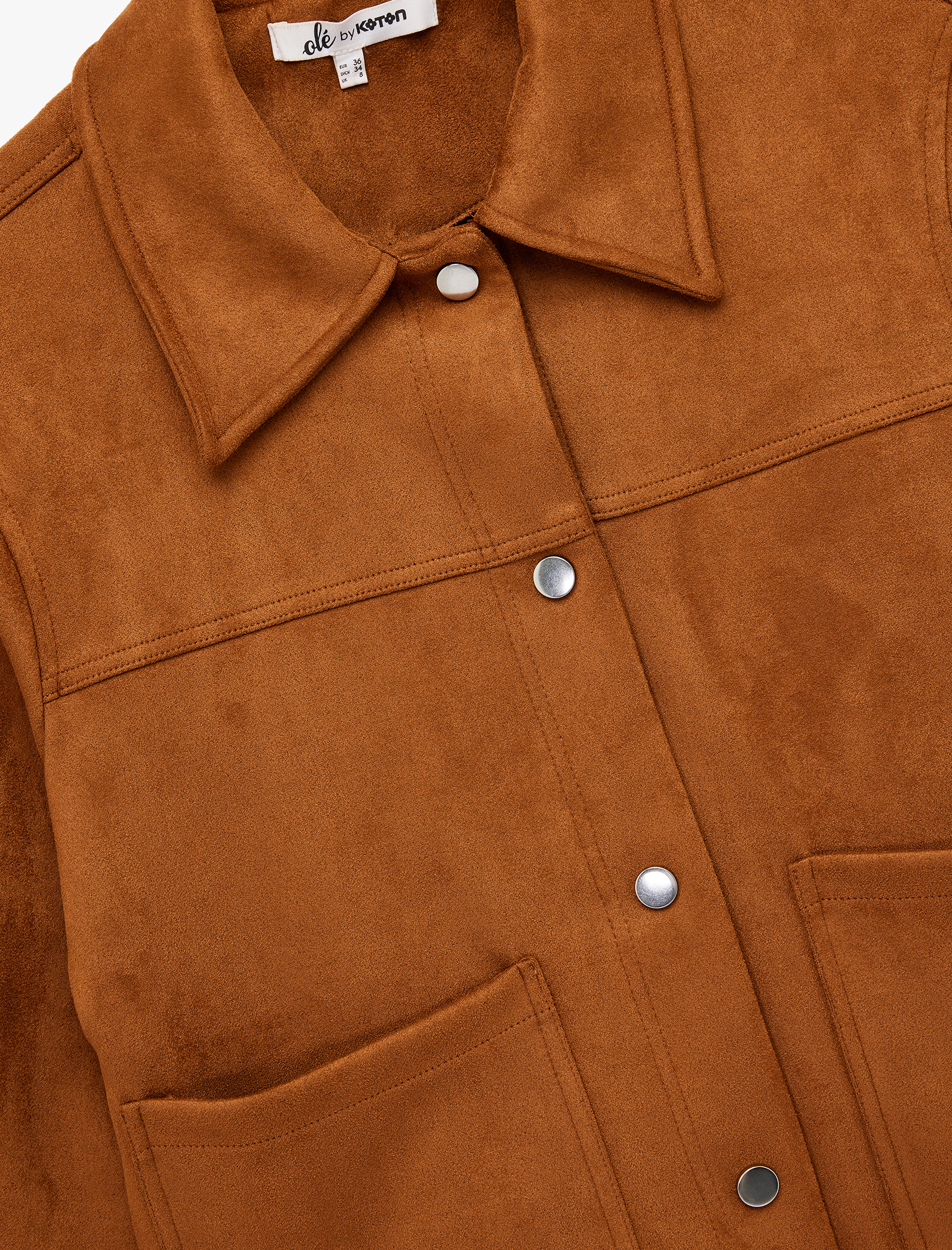   Çıtçıt Düğmeli Cep Detaylı Klasik Yaka Uzun Kollu Suni Süet Gömlek