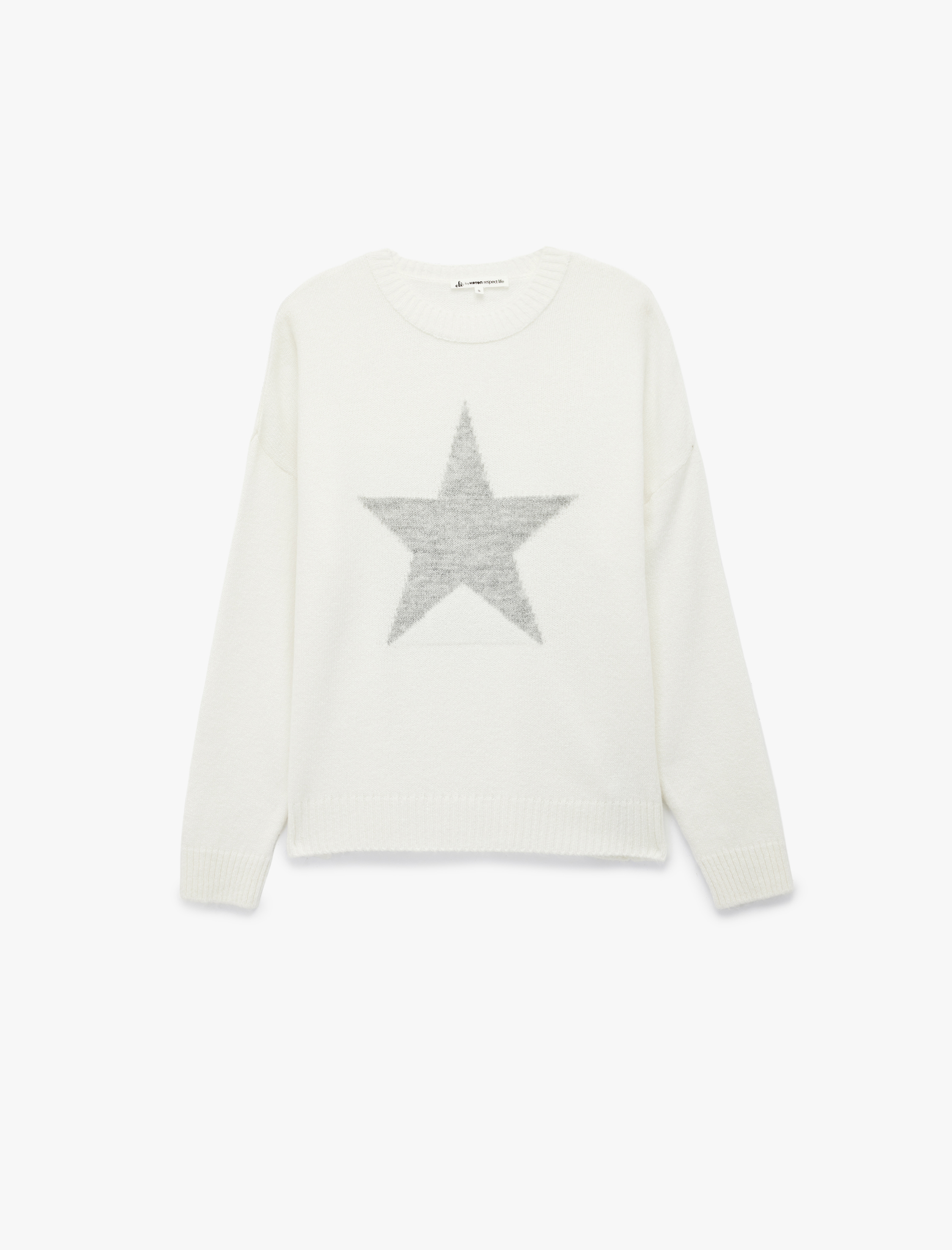 Yıldız Desenli Uzun Kollu Bisiklet Yaka Triko Kazak