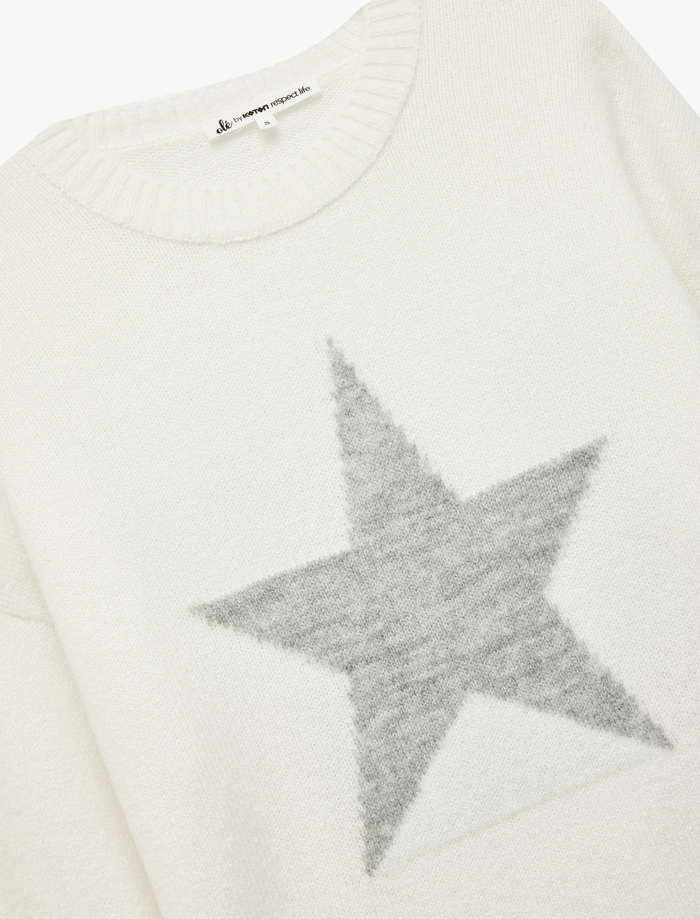 Yıldız Desenli Uzun Kollu Bisiklet Yaka Triko Kazak