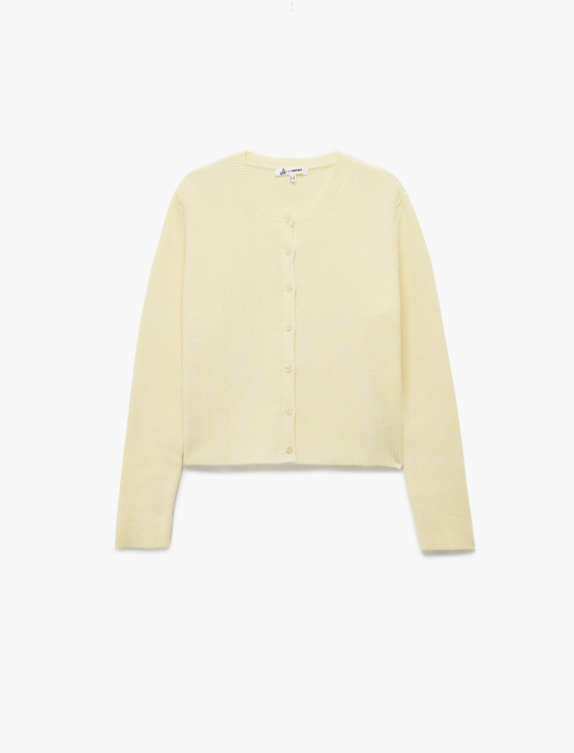   Düğmeli Uzun Kollu Bisiklet Yaka Triko Hırka