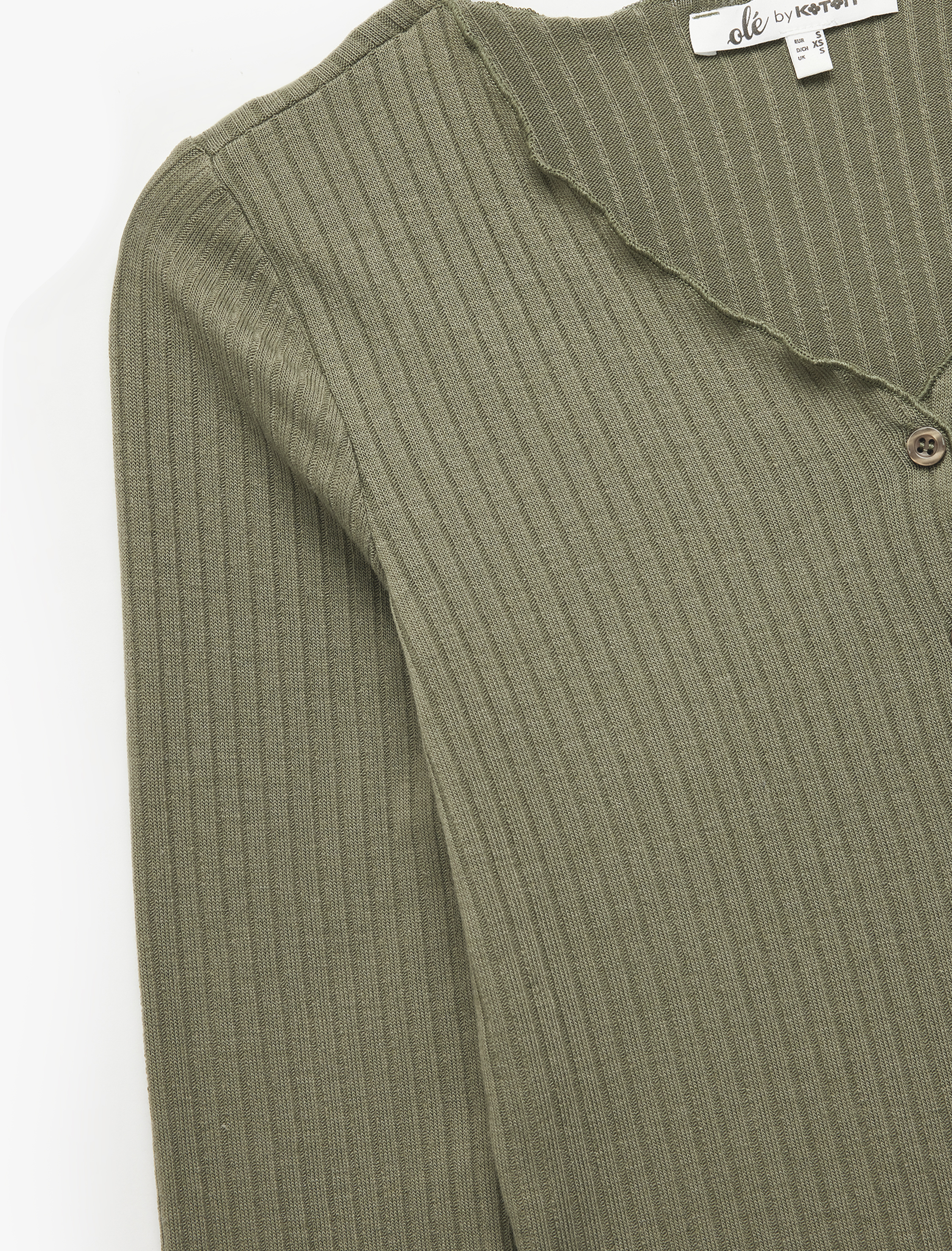   V Yaka Düğmeli Fırfırlı Kaşkorse Viskon Karışımlı Uzun Kollu Tişört