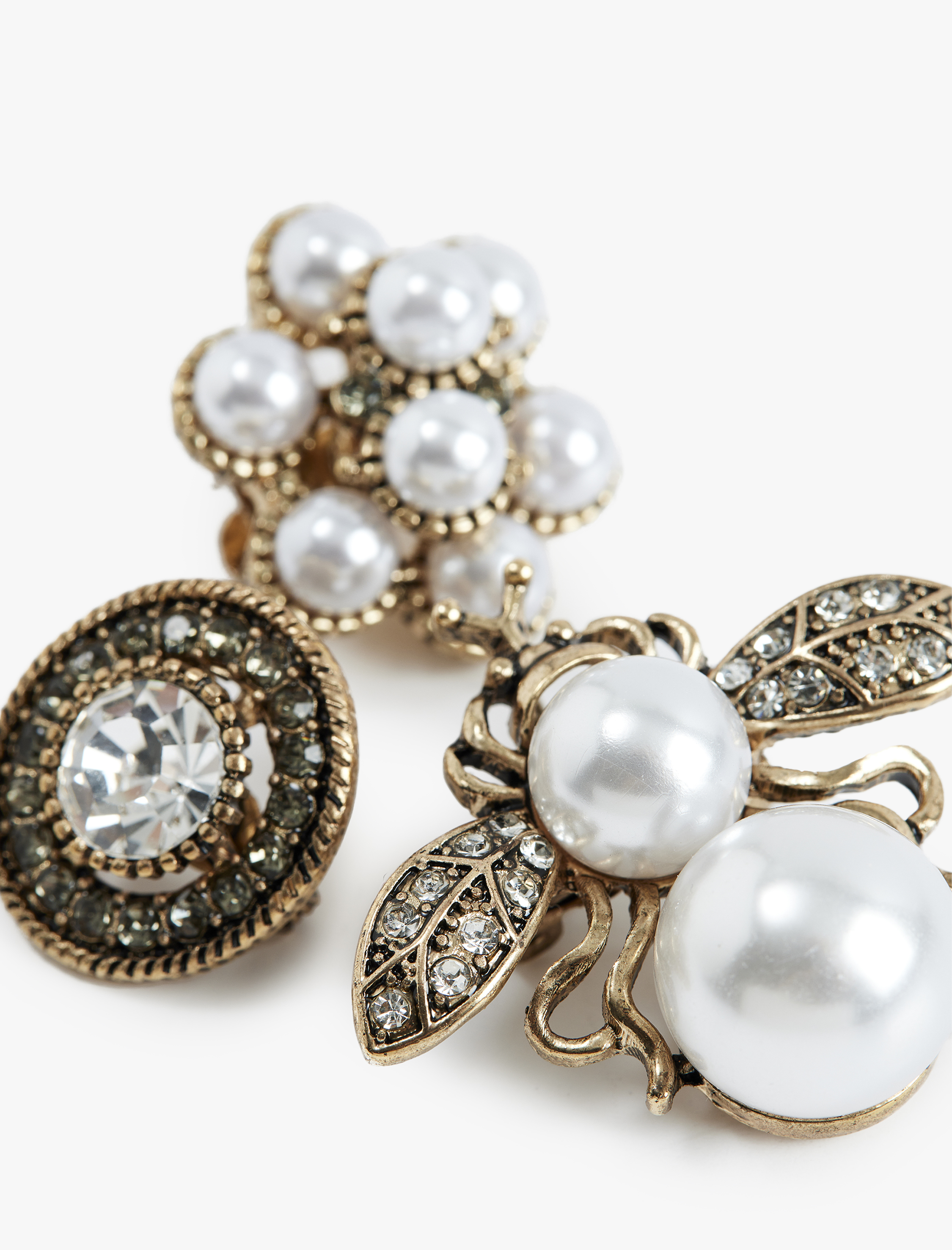  Kadın İncili Taşlı Arı Detaylı 3'lü Broş Seti