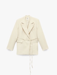 Koton X Sima Tarkan - Kruvaze Uzun Kollu Kemerli Oversize Blazer Ceket