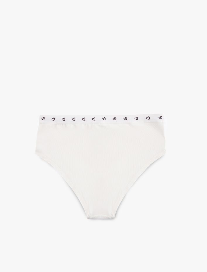  Yüksek Bel Kalp Baskılı Pamuklu Rahat Kalıp Hipster Külot