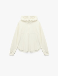 Yarım Fermuarlı Kapüşonlu Oversize Spor Sweatshirt