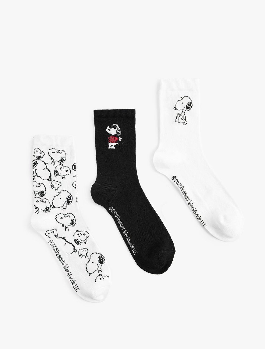  Kadın 3'lü Lisanslı Snoopy Soket Çorap Seti