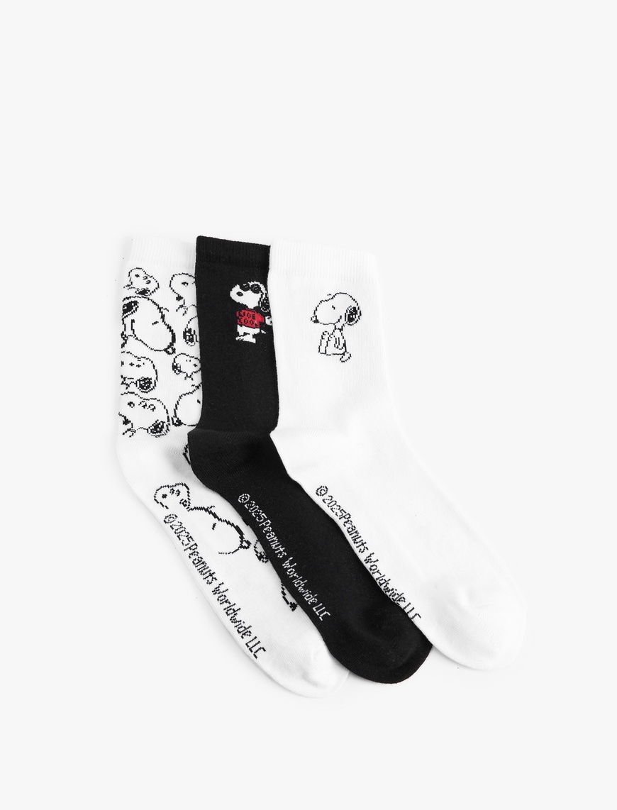  Kadın 3'lü Lisanslı Snoopy Soket Çorap Seti