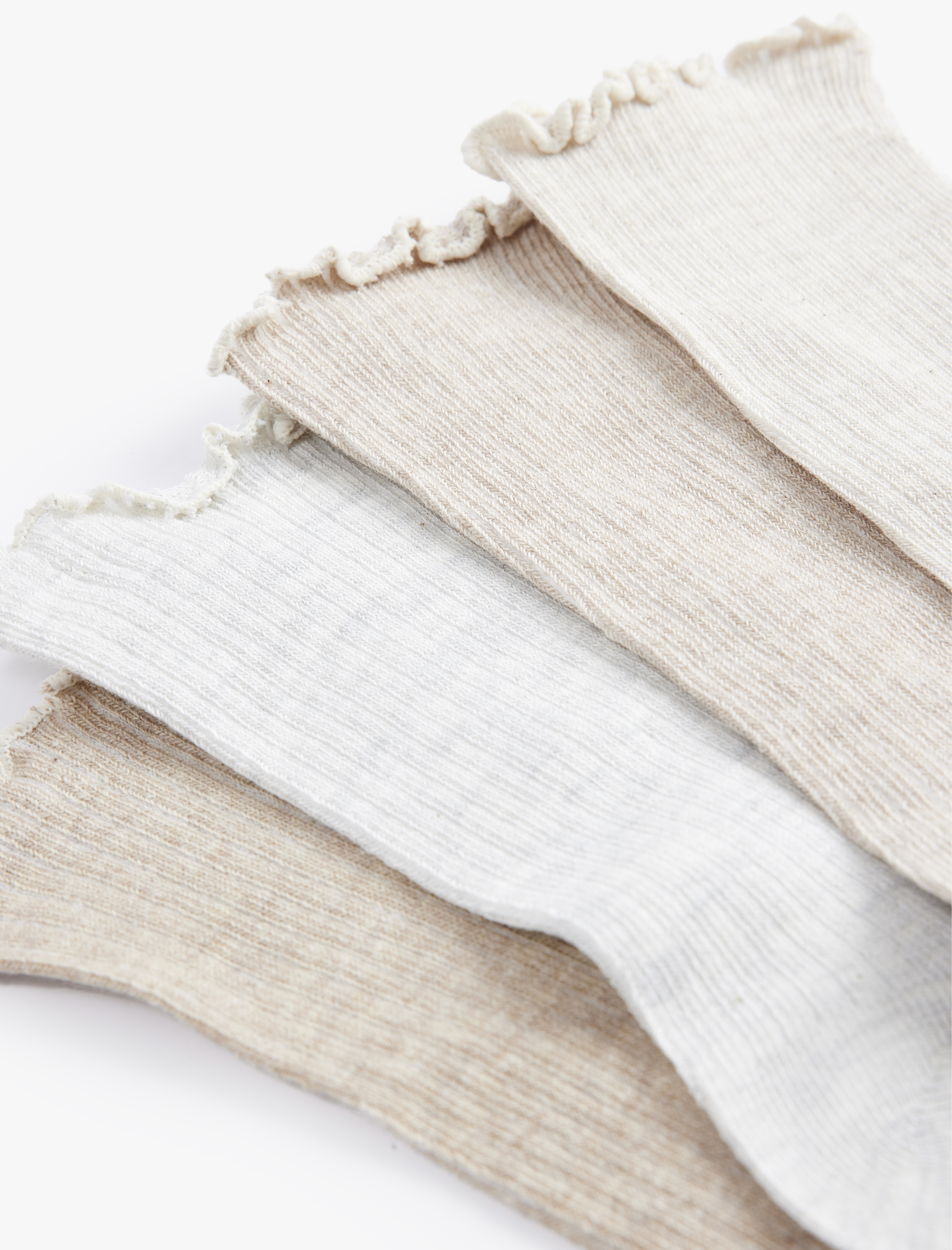  Kadın Pamuk Karışımlı Fırfırlı 4'lü Soket Çorap Seti