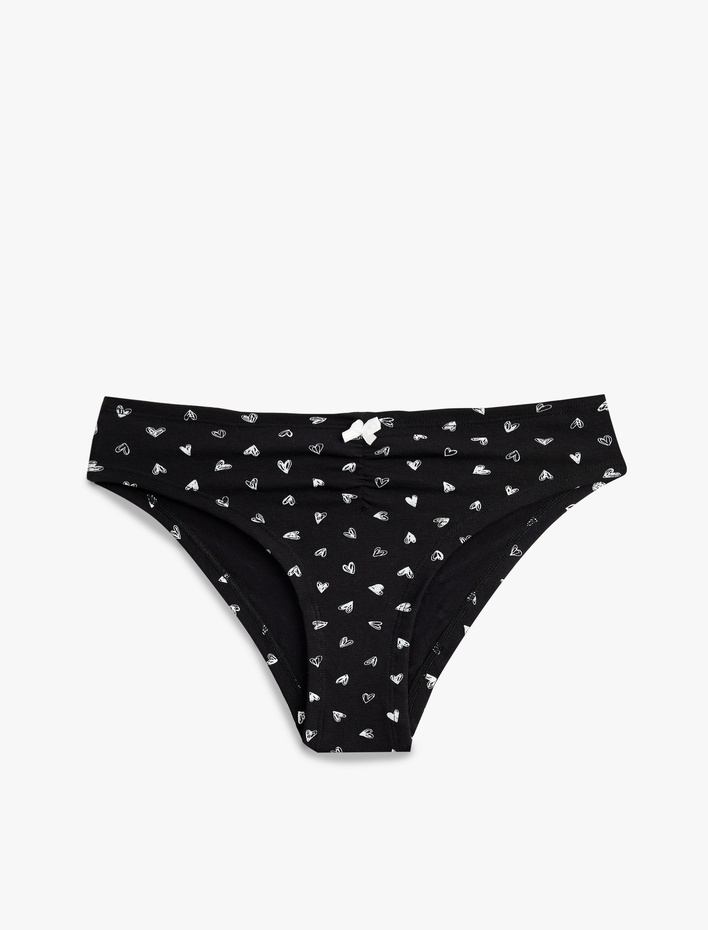  Rahat Kalıp Pamuklu Kalp Desenli Brief Külot