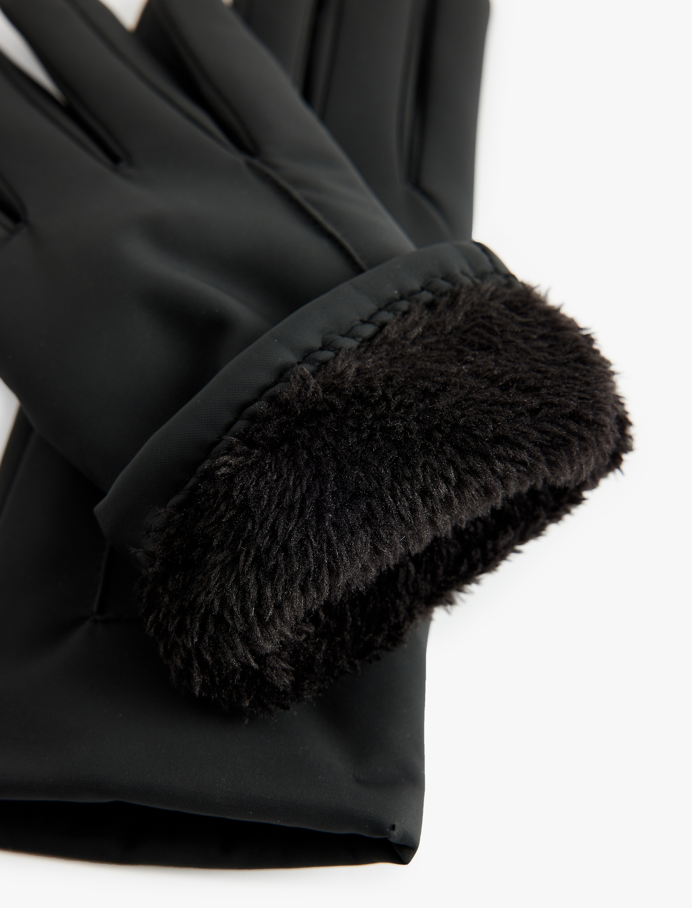  Kadın Dikiş Detaylı Suni Kürklü Eldiven