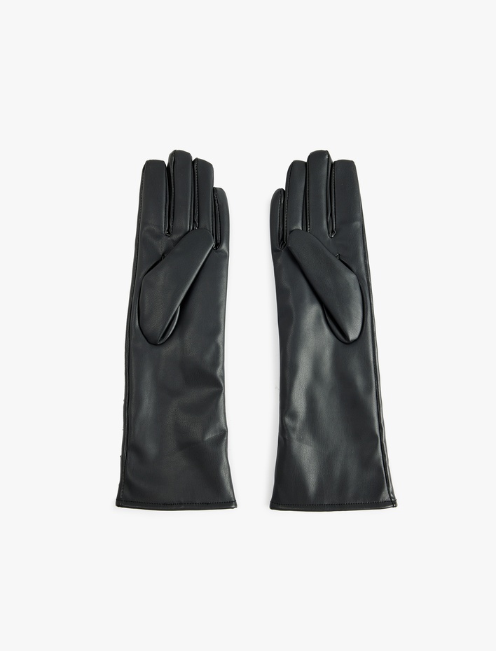 Kadın Metal Aksesuarlı Suni Deri Eldiven - Koton X Sibil Çetinkaya