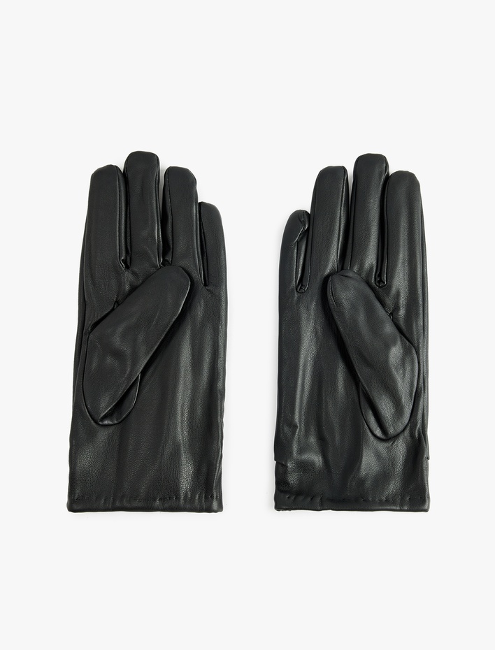 Erkek Fermuar Detaylı Suni Deri Eldiven