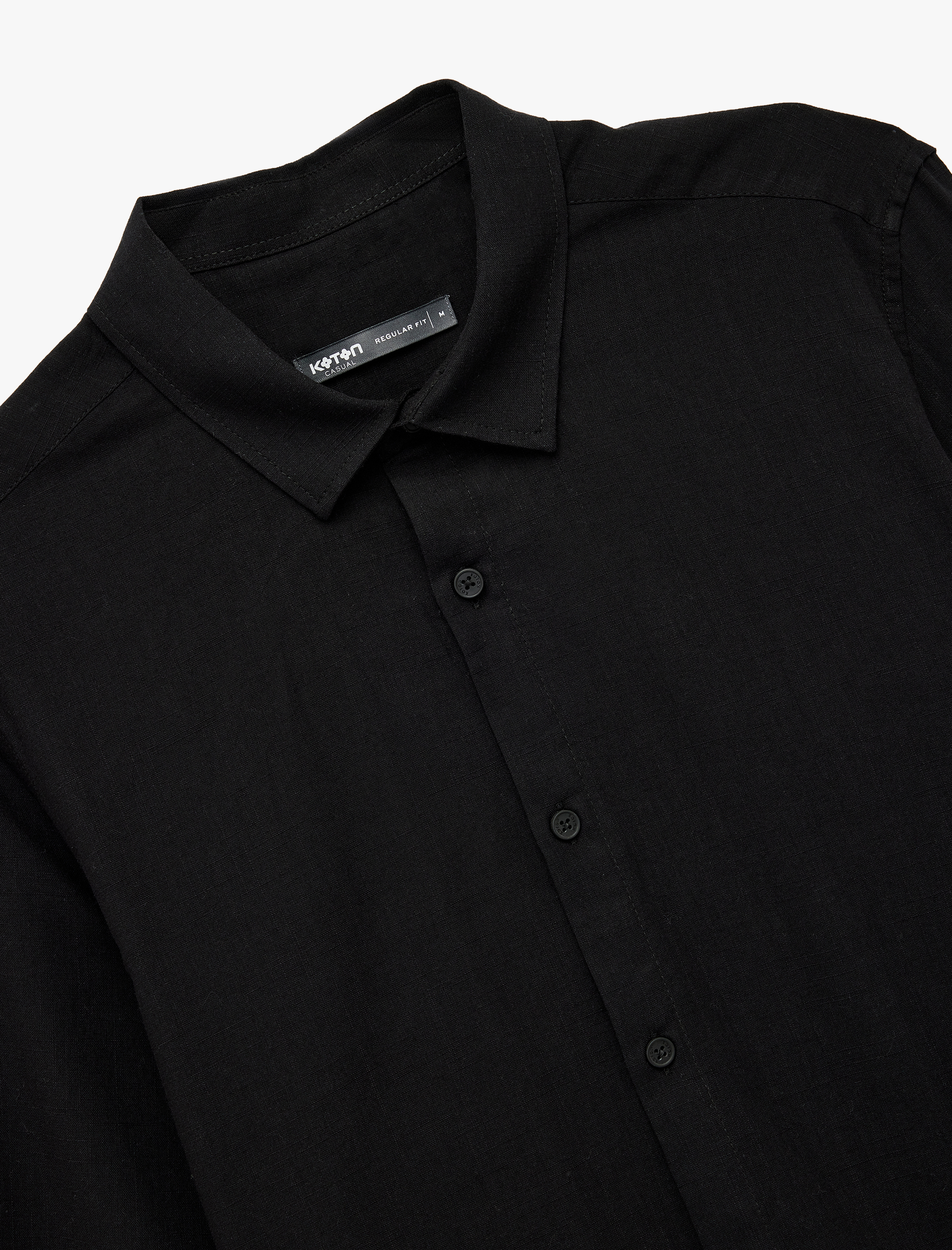   Uzun Kollu Pamuklu Regular Fit Kol Detaylı Klasik Gömlek