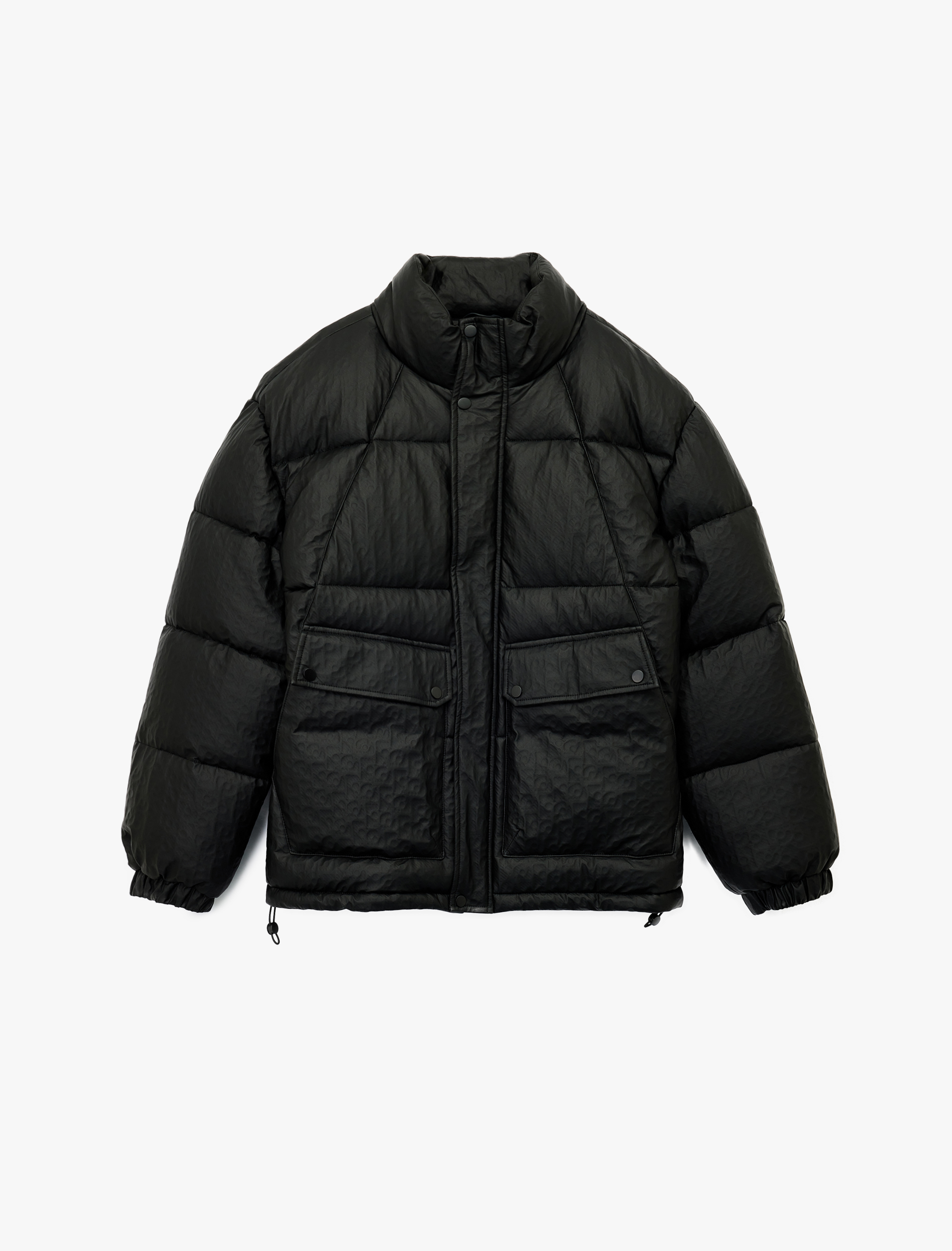   Regular Fit Kapaklı Cep Detaylı Fermuarlı Uzun Kollu Dik Yaka Kışlık Şişme Mont