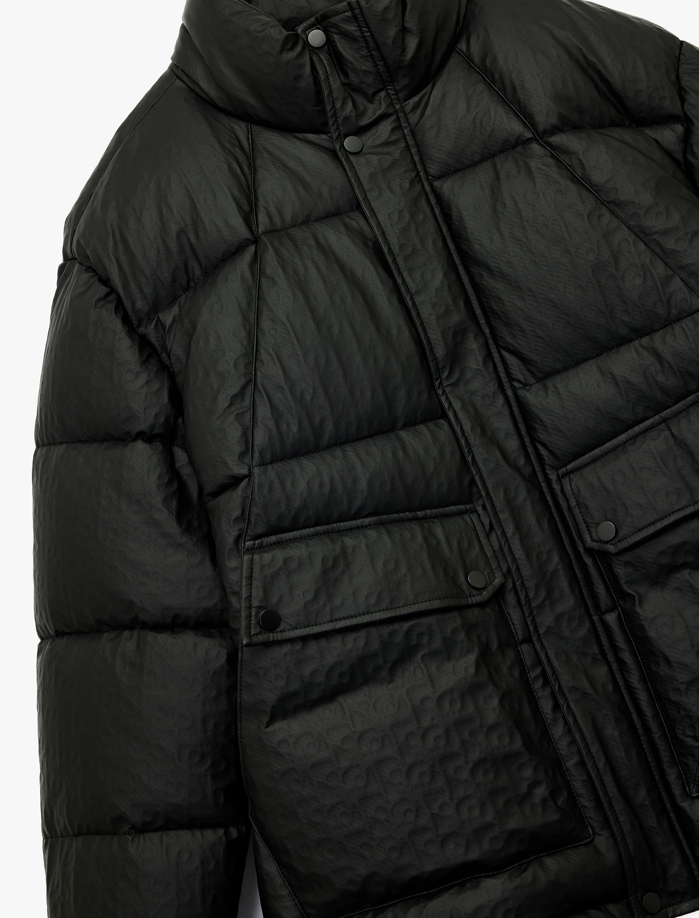   Regular Fit Kapaklı Cep Detaylı Fermuarlı Uzun Kollu Dik Yaka Kışlık Şişme Mont