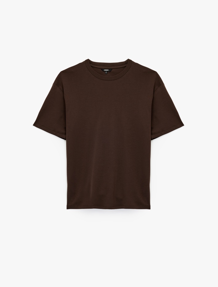  Kısa Kollu Bisiklet Yaka Pamuklu Basic Oversize Spor Tişört