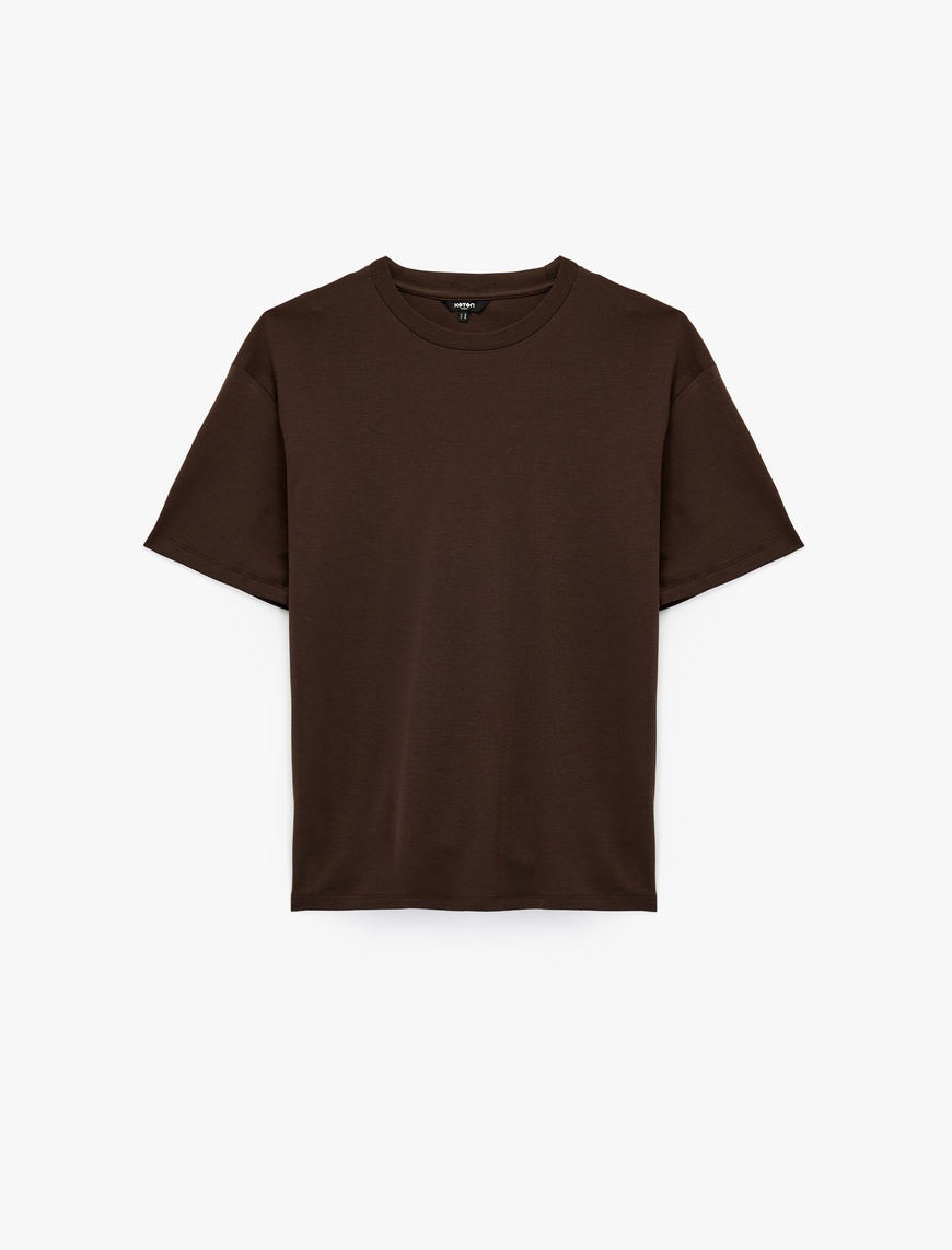   Kısa Kollu Bisiklet Yaka Pamuklu Basic Oversize Spor Tişört