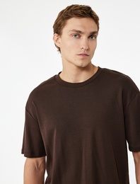 Kısa Kollu Bisiklet Yaka Pamuklu Basic Oversize Spor Tişört