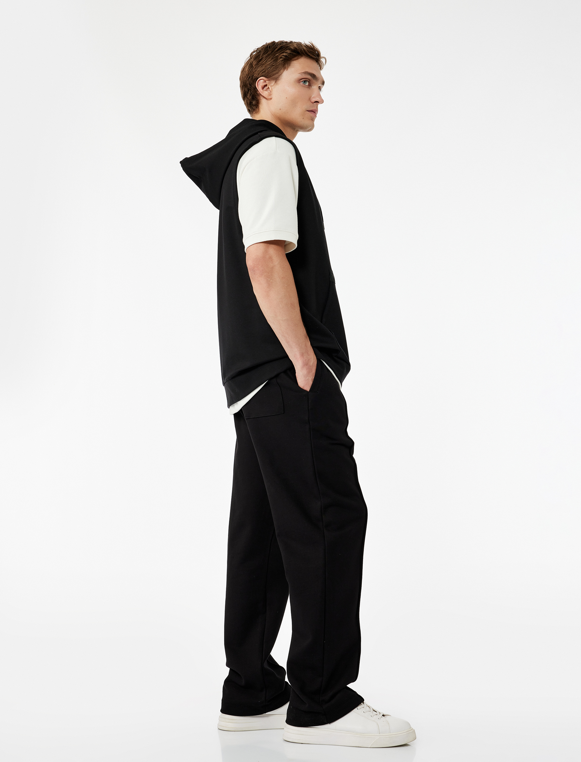   Pamuklu Cepli Dikiş Detaylı Beli Bağcıklı Eşofman Altı