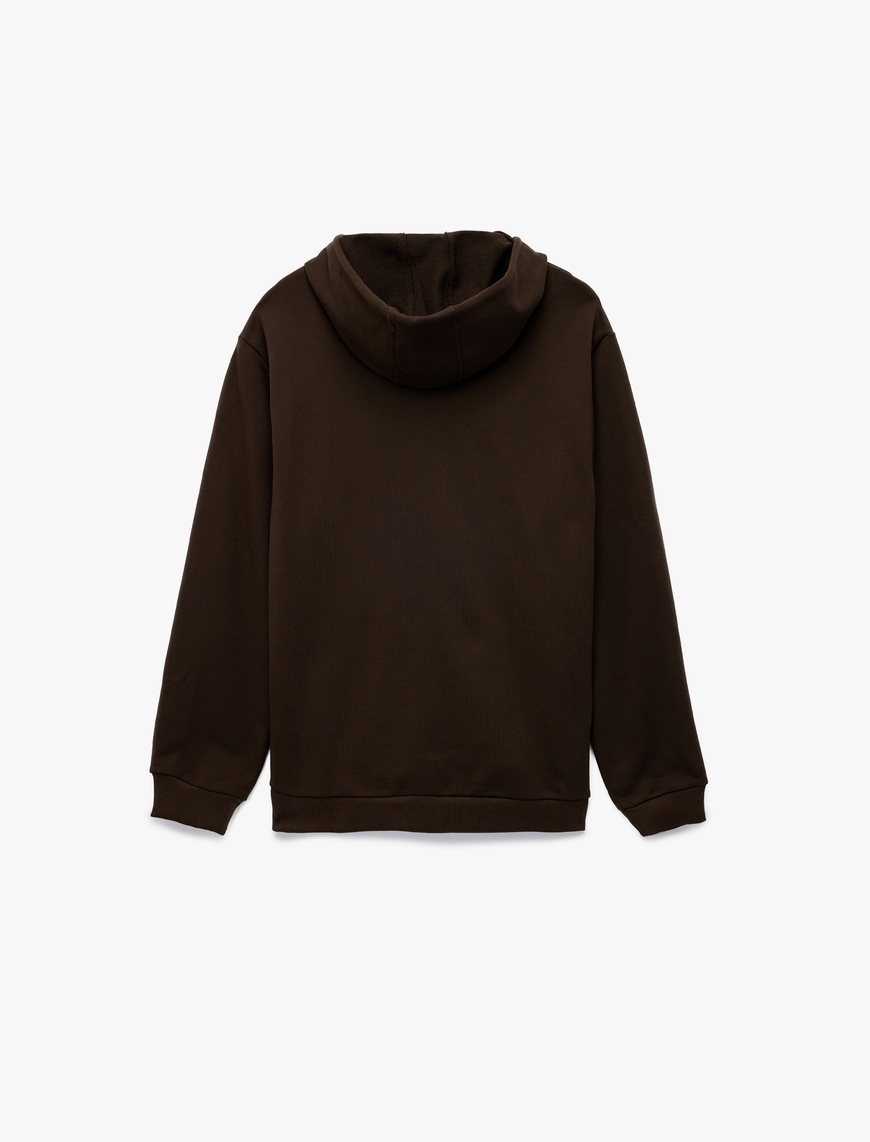   Pamuklu Uzun Kollu Fermuarlı Cep Detaylı Kapüşonlu Sweatshirt