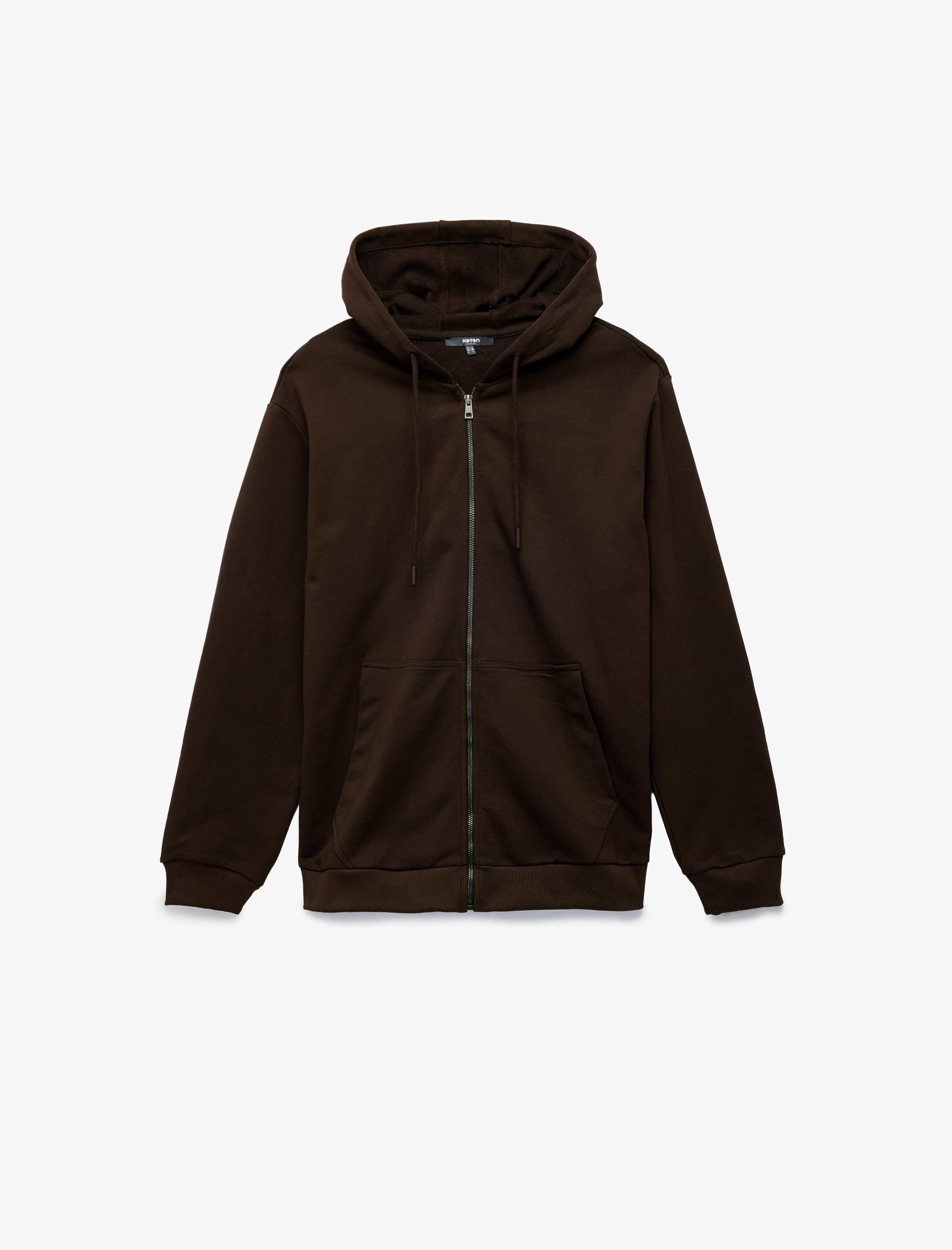   Pamuklu Uzun Kollu Fermuarlı Cep Detaylı Kapüşonlu Hırka