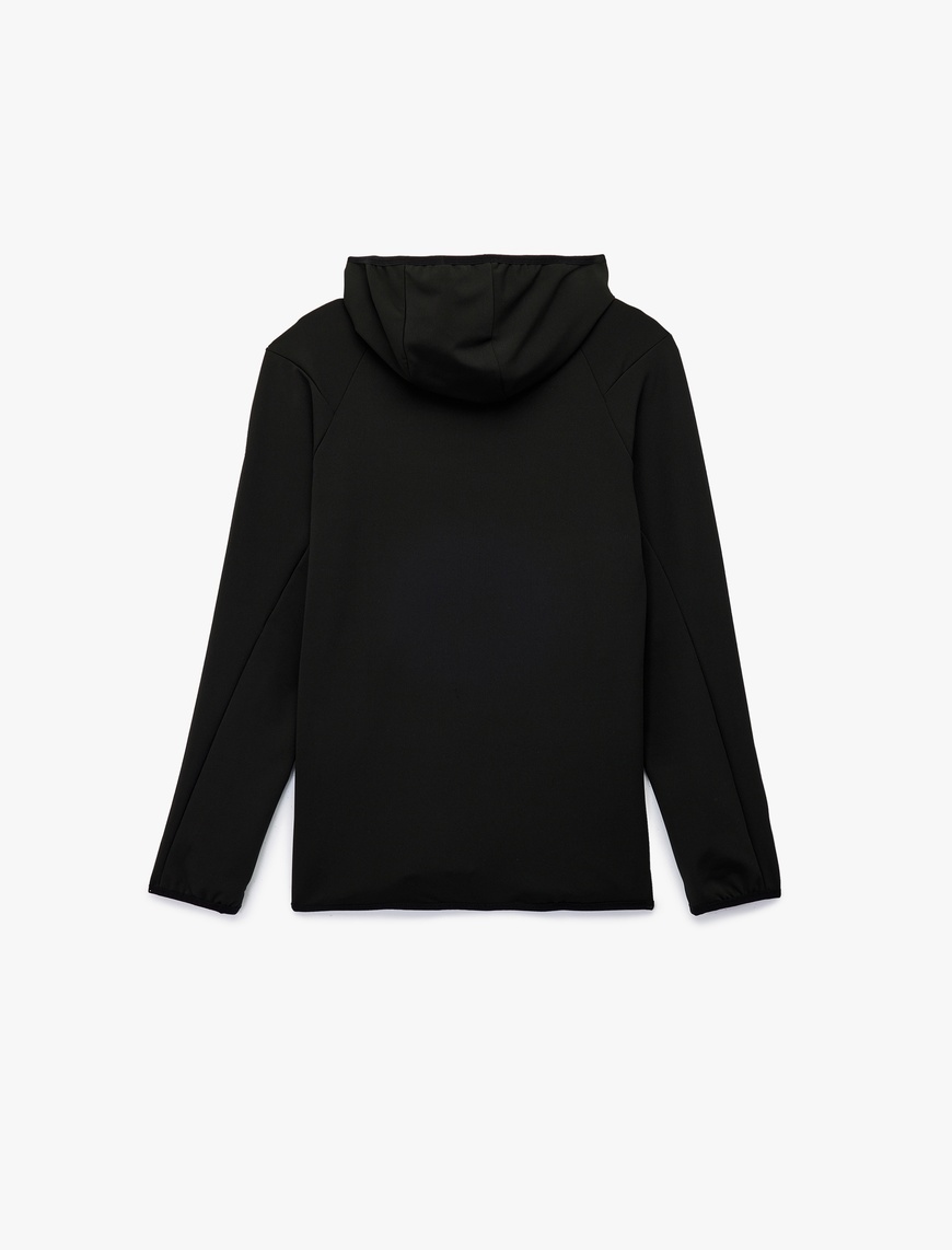   Slim Fit Uzun Kollu Fermuarlı Cep Detaylı Kapşonlu Spor Sweatshirt