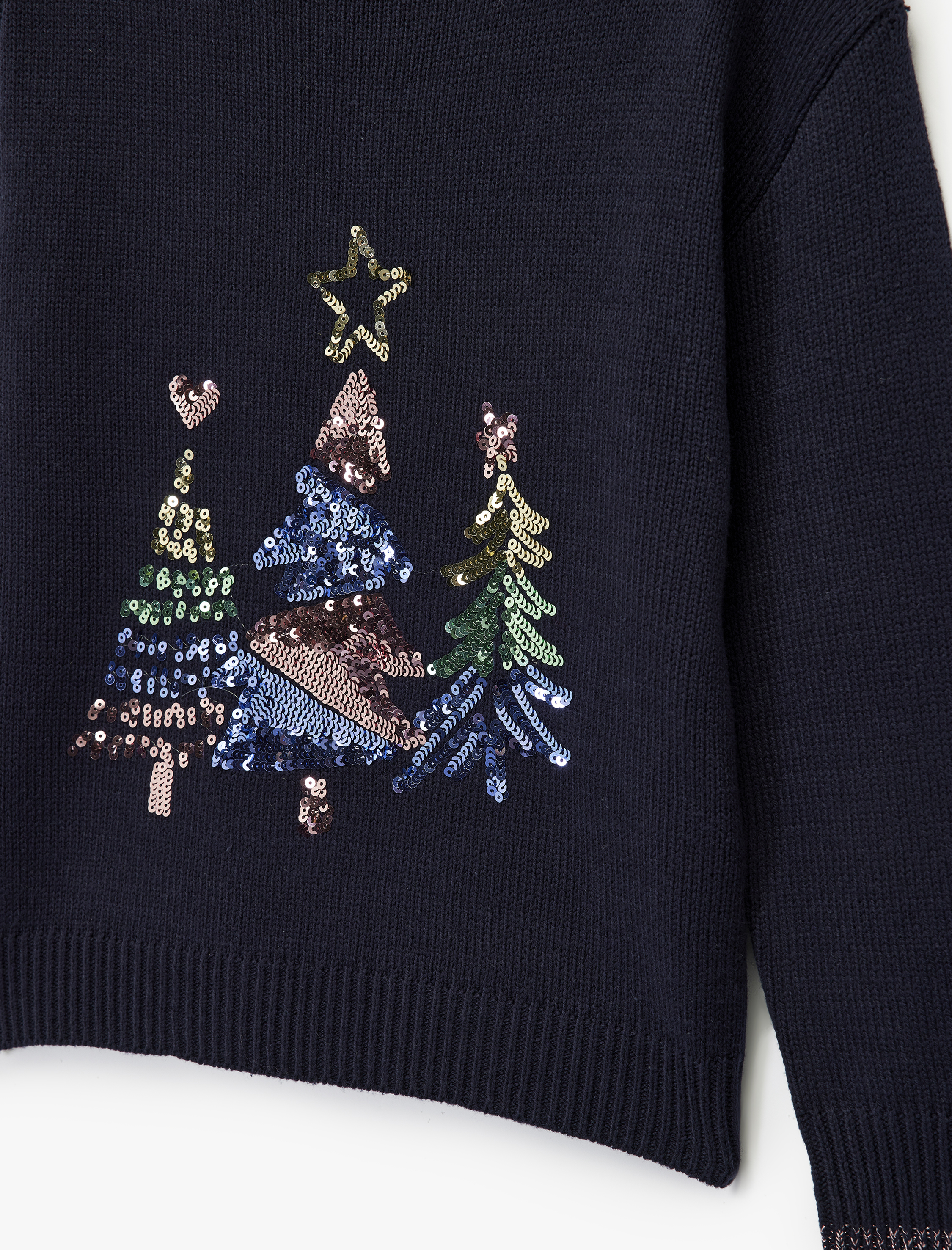  Kız Çocuk Pullu Payetli Bisiklet Yaka Uzun Kollu Triko Kazak