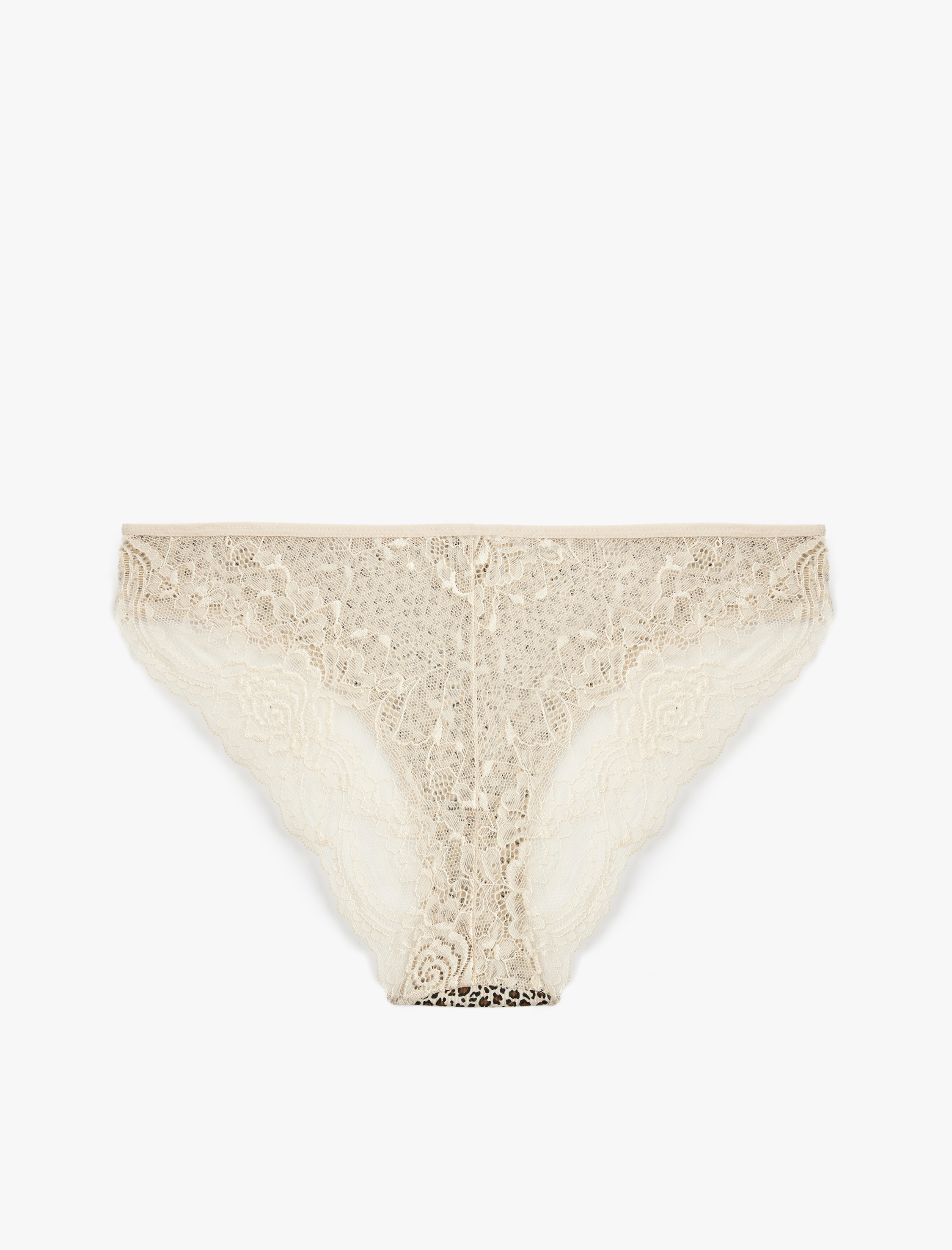 Rahat Kalıp Arkası Dantelli Pamuklu Leopar Desenli Brazilian Külot