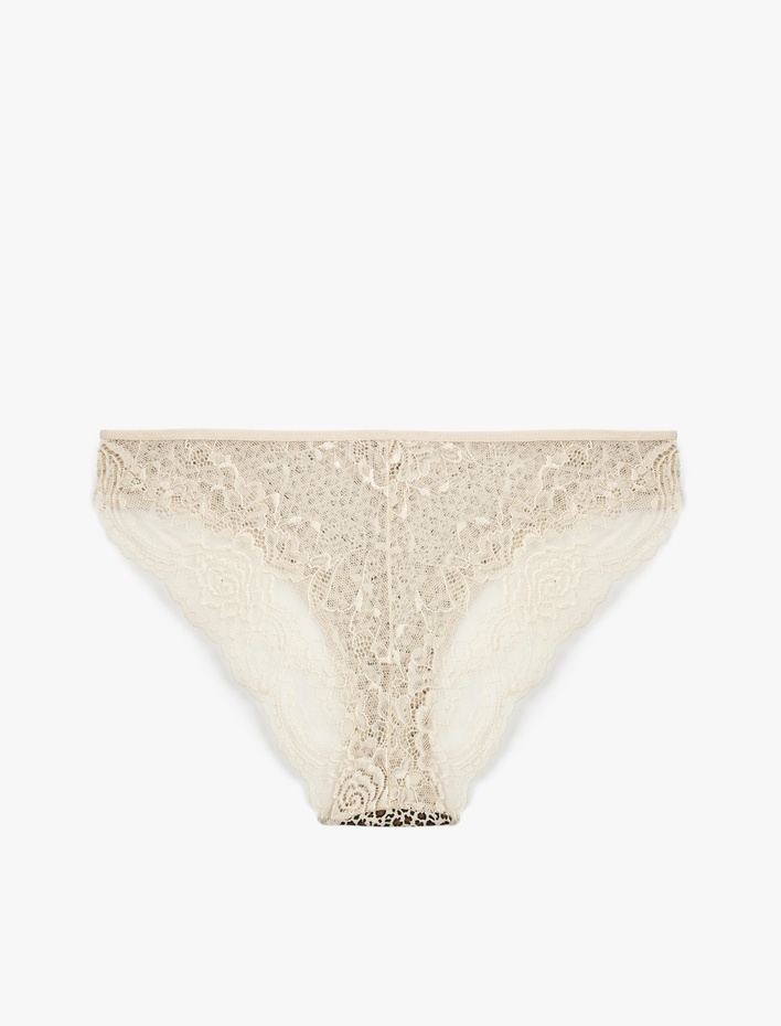  Rahat Kalıp Arkası Dantelli Pamuklu Leopar Desenli Brazilian Külot