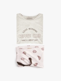 Pamuklu Baskılı Uzun Kollu Pijama Takımı