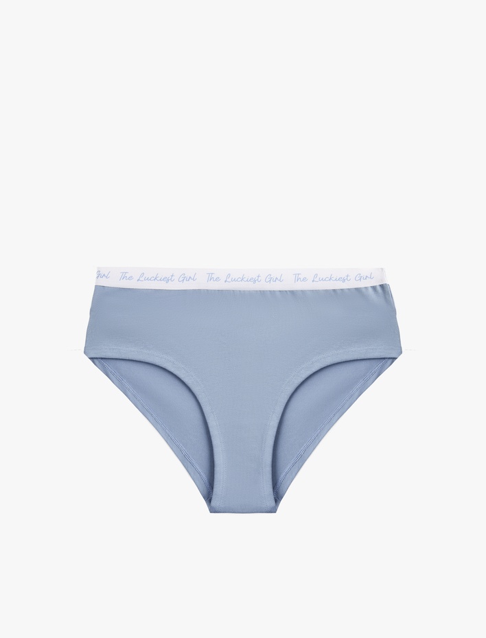  Yüksek Bel Pamuklu Baskılı Bel Detaylı Rahat Kalıp Hipster Külot