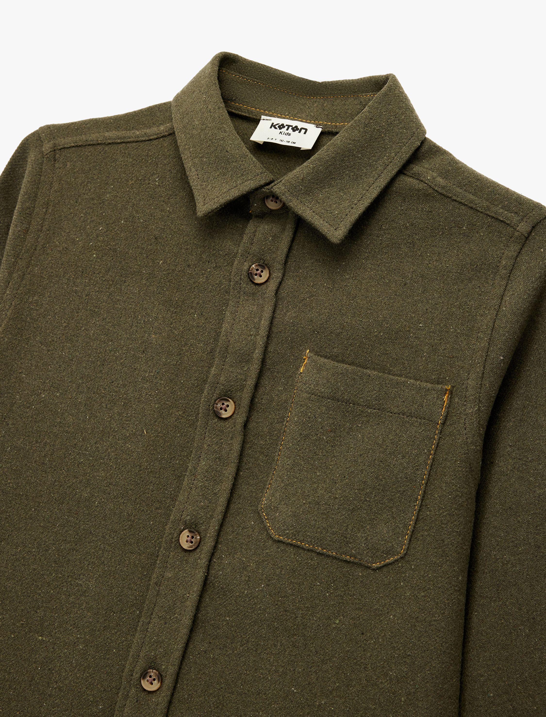  Erkek Çocuk Uzun Kollu Klasik Yaka Tek Cepli Düğmeli Gömlek