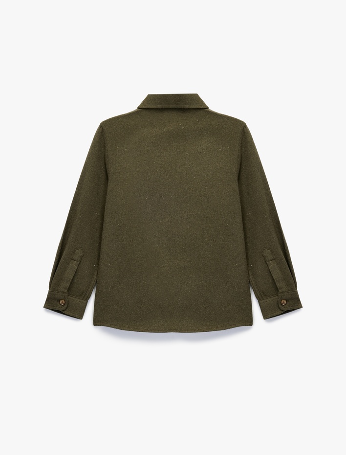 Erkek Çocuk Uzun Kollu Klasik Yaka Tek Cepli Düğmeli Gömlek