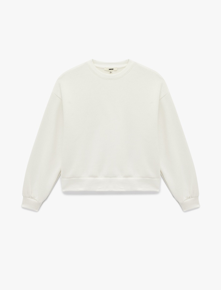 Üç İplik Şardonlu Uzun Kollu Bisiklet Yaka Basic Sweatshirt
