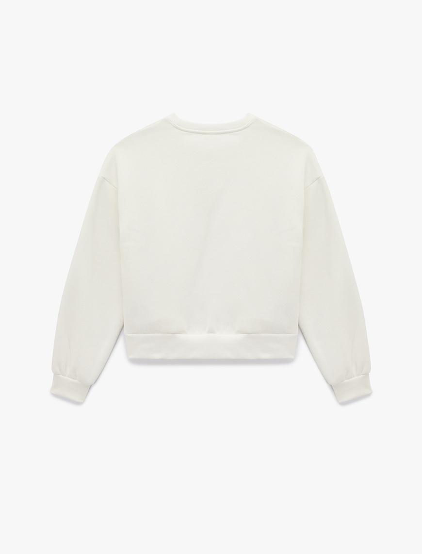   Üç İplik Şardonlu Uzun Kollu Bisiklet Yaka Basic Sweatshirt