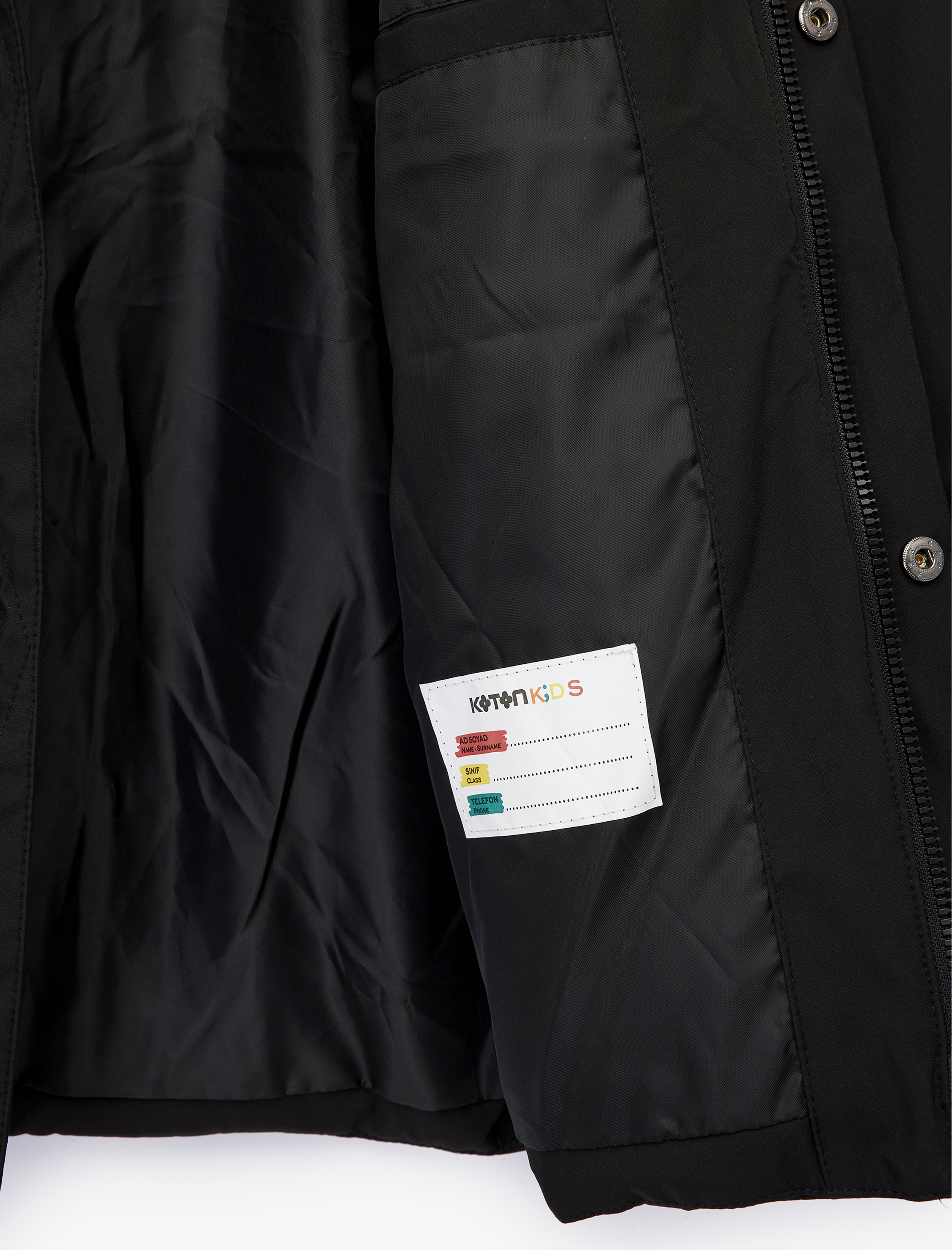  Erkek Çocuk Uzun Kollu Çıtçıt Detaylı Cepli Slim Fit Kapşonlu Mont