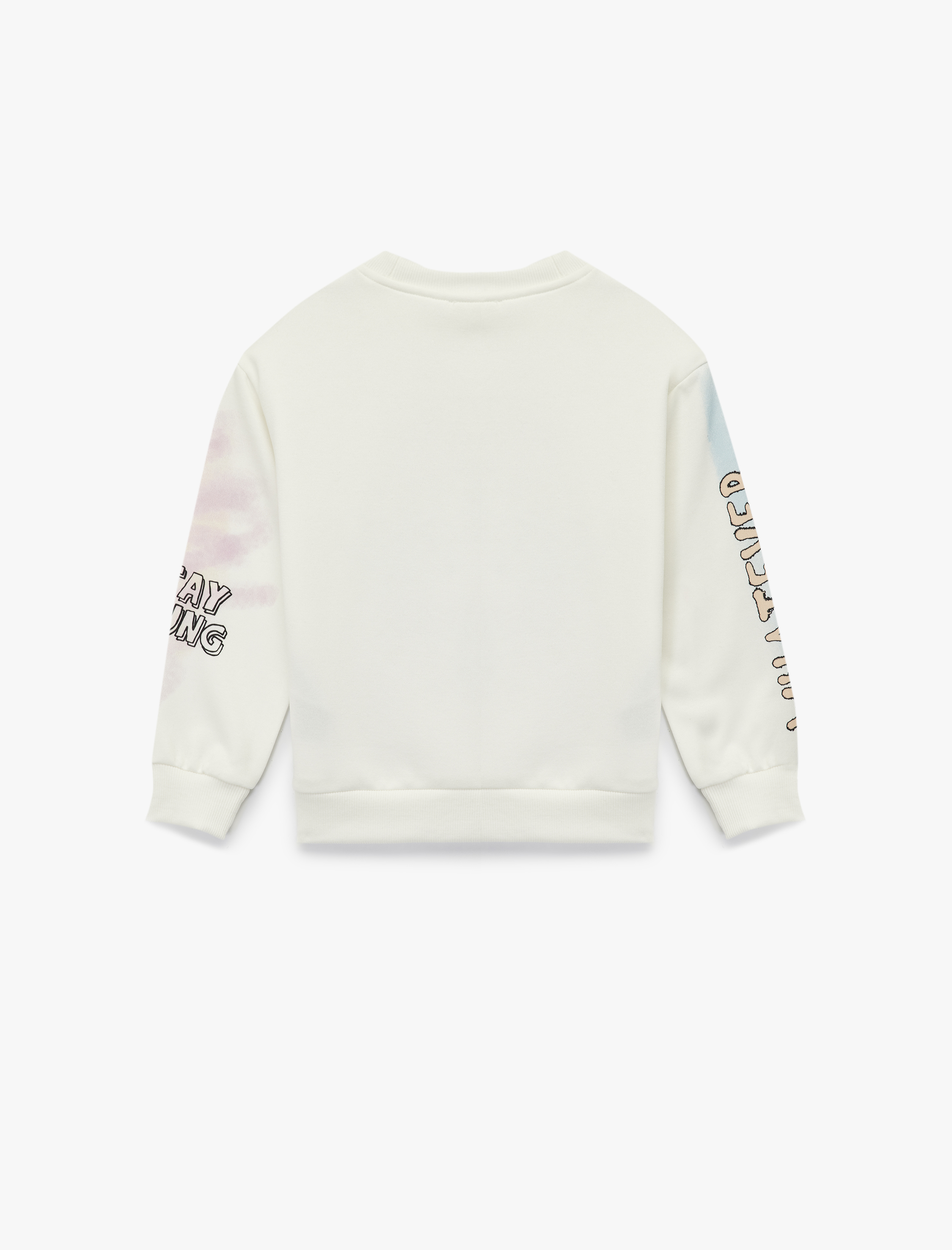 Kız Çocuk Uzun Kollu Bisiklet Yaka Baskılı Şardonlu Sweatshirt