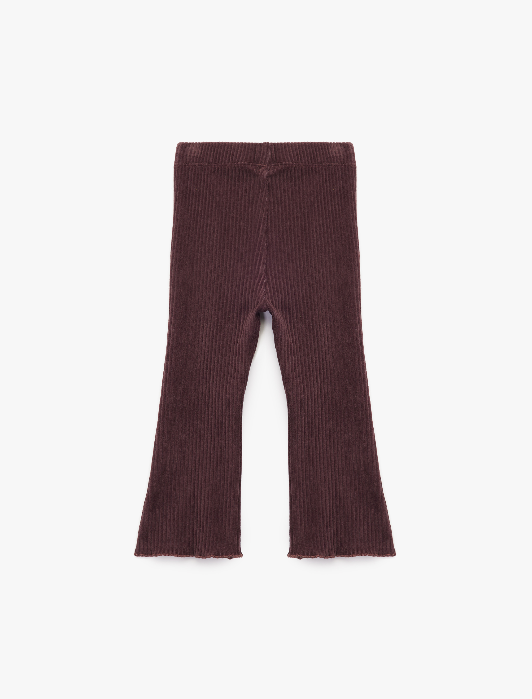  Kız Bebek Pamuklu  Beli Lastikli Basic Kadife İspanyol Paça Tayt