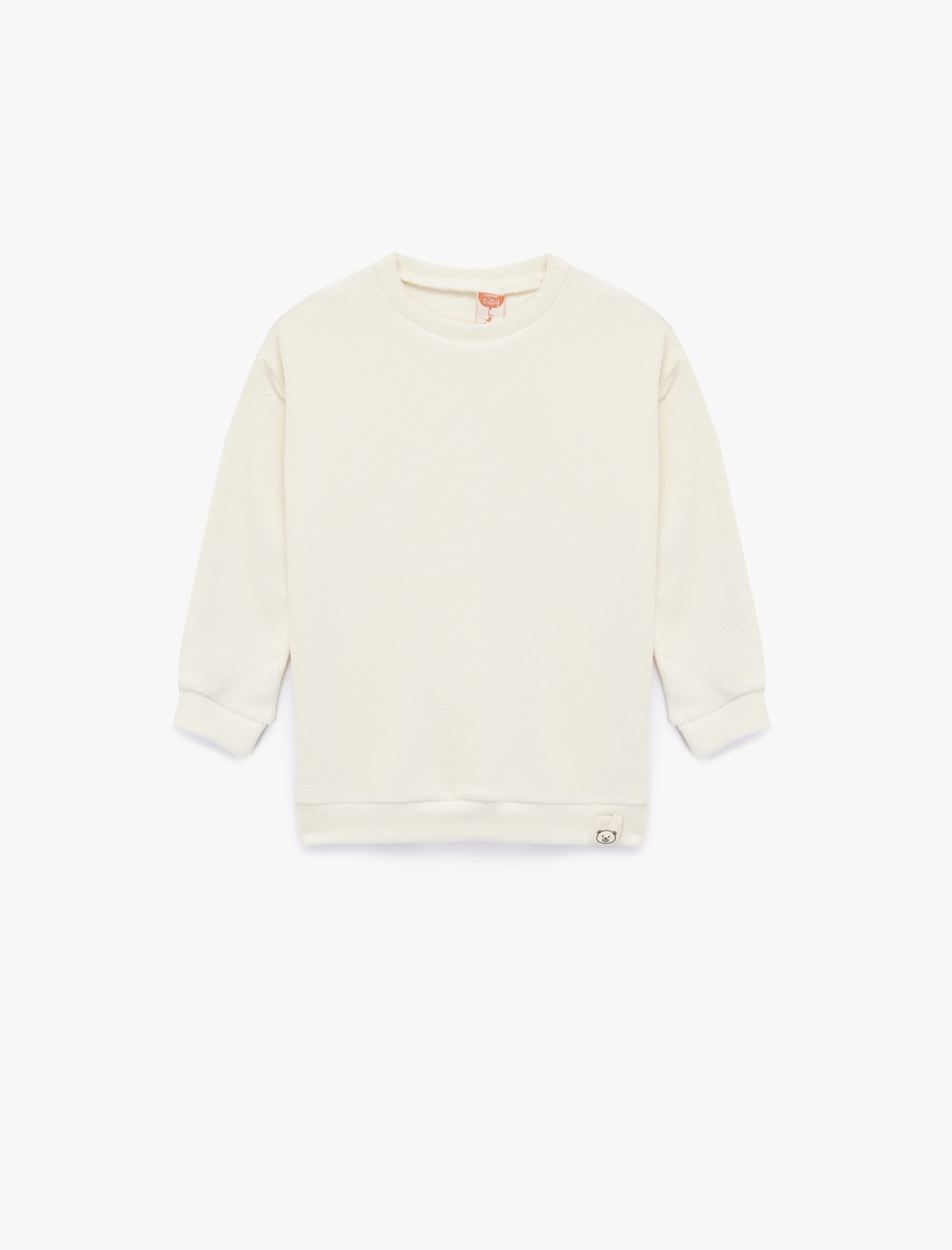  Erkek Bebek Bisiklet Yaka Uzun Kollu Basic Kadife Sweatshirt