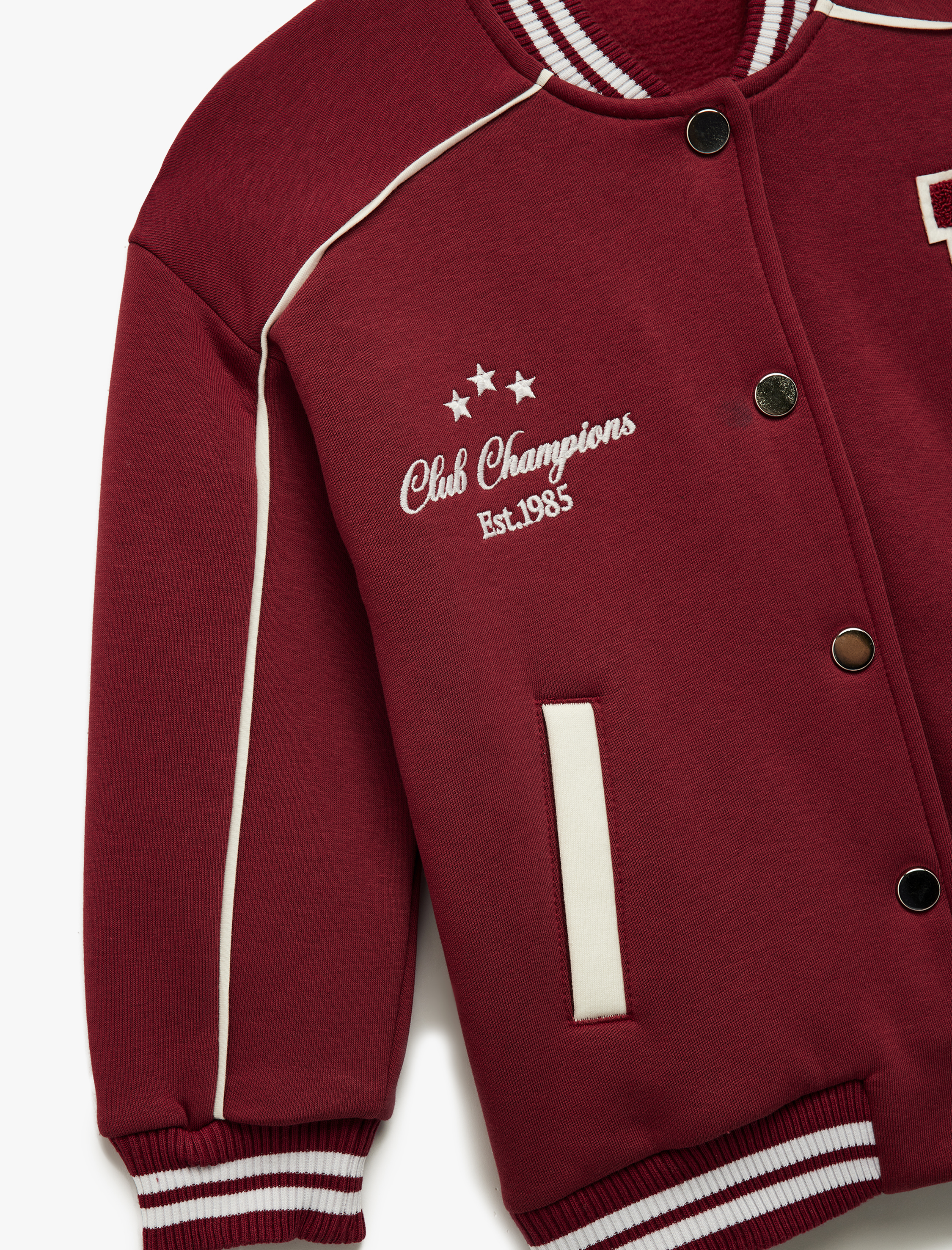  Kız Çocuk Uzun Kollu Bisiklet Yaka Nakış Detaylı Bomber Kolej Ceket